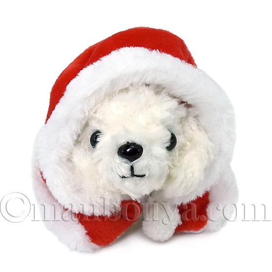 クリスマス ぬいぐるみ 犬 プードル ホワイト サンタフードマント