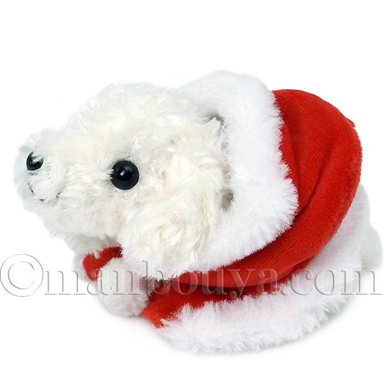 クリスマス ぬいぐるみ 犬 プードル ホワイト サンタフードマント