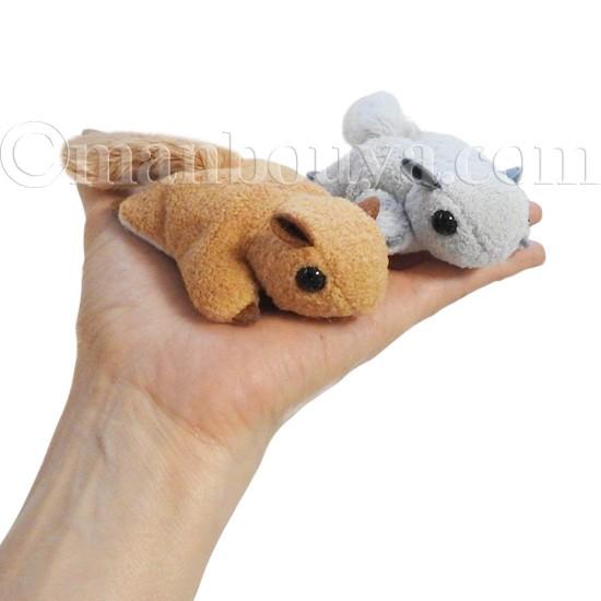 当時物／レア　箱付き　ガンビー ミンガ　ぬいぐるみ　可動タイプ モモンガ ぬいぐるみ 動物 A-SHOW ミニビーンズ ももんが グレー