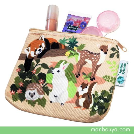 動物 グッズ 布製ポーチ かなる アニマルフレンズ カラー キャンバス
