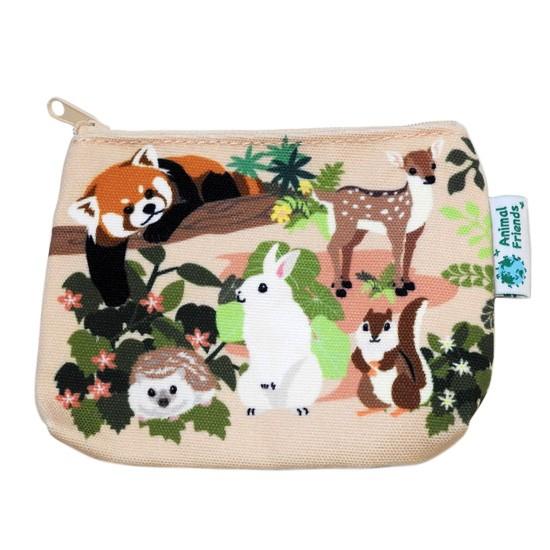 動物と風景の布製ポーチ 動物 グッズ 布製ポーチ かなる アニマルフレンズ カラー キャンバス
