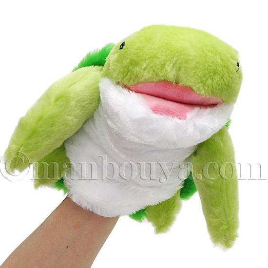 カメ グッズ かめ ぬいぐるみ ハンドパペット ウミガメ グリーン か