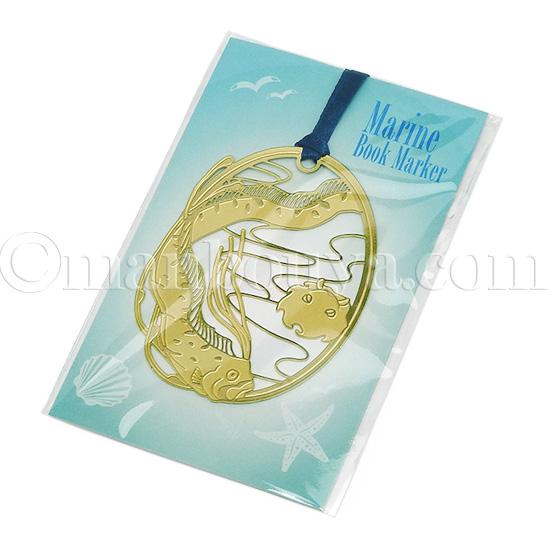 深海魚 グッズ ブックマーク おしゃれ 金属 しおり 栞 ゴールド