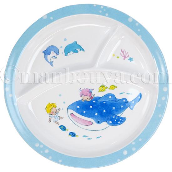 子供用 食器 メラミン ランチプレート 水族館グッズ 丸型 仕切り皿