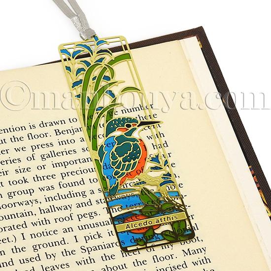 カワセミ グッズ 野鳥 栞 ブックマーカー 金属 おしゃれ ゴールド