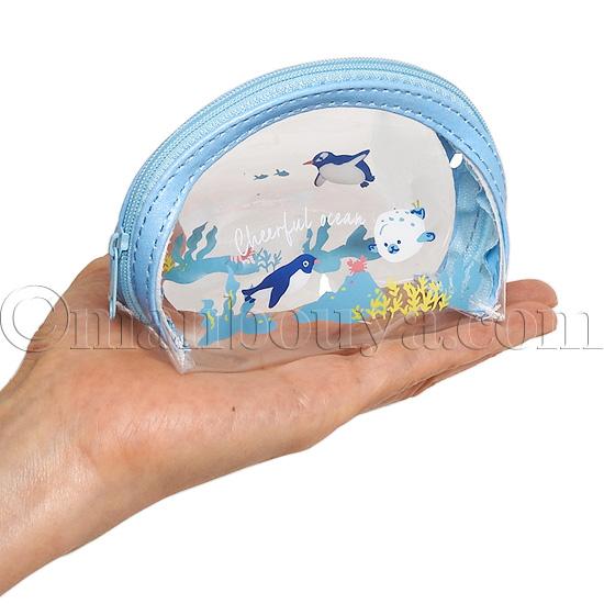 SALE 15%OFF 海の生き物 クリアポーチ 小物入れ ミニ 半円 チアフル