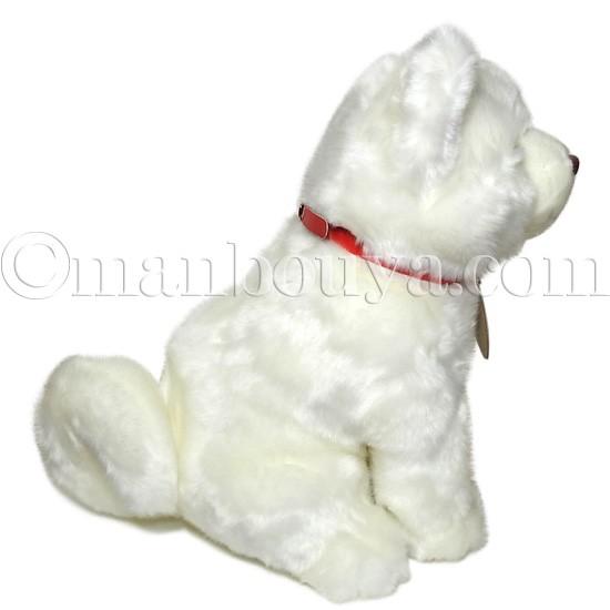 秋田犬 ぬいぐるみ 白毛 保存会 キュート販売 CUTE 座り ホワイト ピンク鼻 Lサイズ 37cm｜manbouya｜04