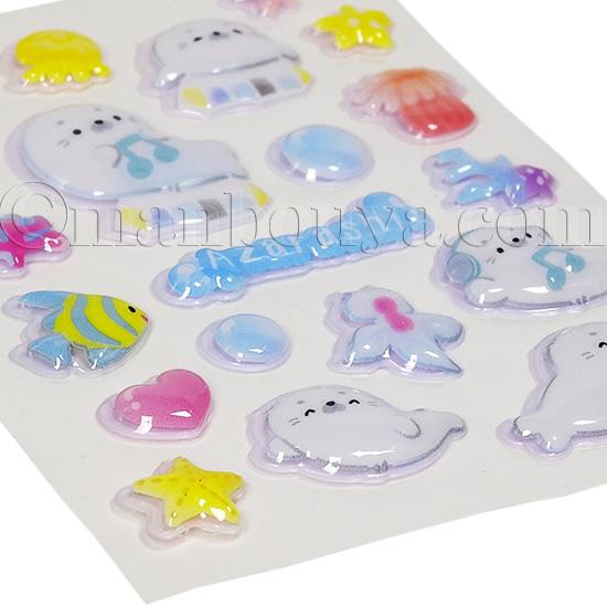 アザラシ グッズ 立体シール 推しいろ水族館 かわいい ぷっくりシール