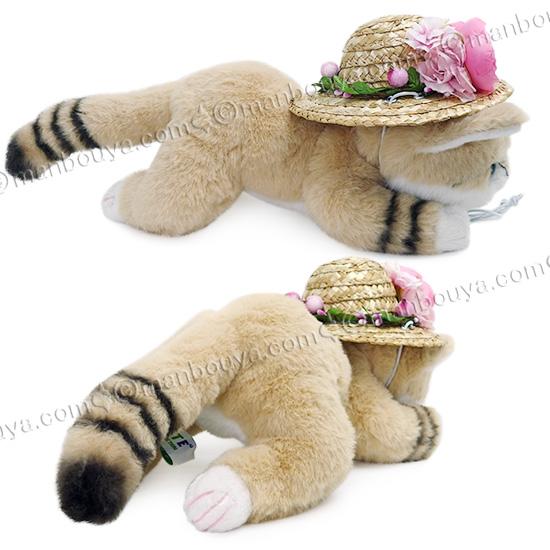 猫のぬいぐるみ 帽子付き スナネコ ぬいぐるみ 猫 麦わら帽子 セット キュート販売 CUTE