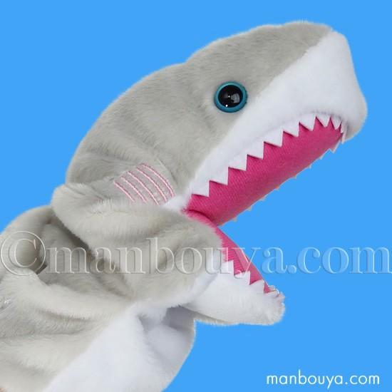 サメのぬいぐるみ ハンドパペット 人形 鮫 おもちゃ オレンジ Orange