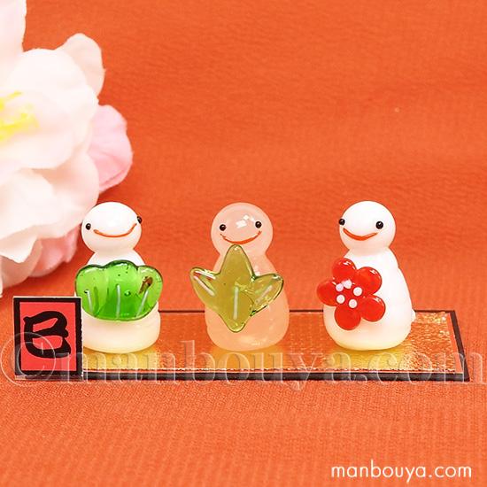 干支の置物 蛇 巳 ガラス細工 ミニチュア 雑貨 正月飾り ヘビ 松竹梅