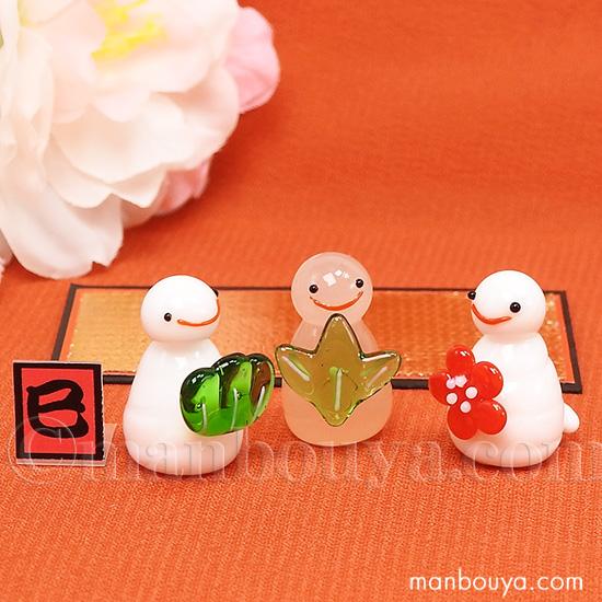 干支の置物 蛇 巳 ガラス細工 ミニチュア 雑貨 正月飾り ヘビ 松竹梅