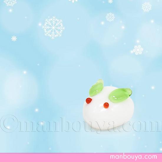 雪うさぎ ガラス細工 かわいい ミニチュア 置物 ゆきうさぎ Sサイズ