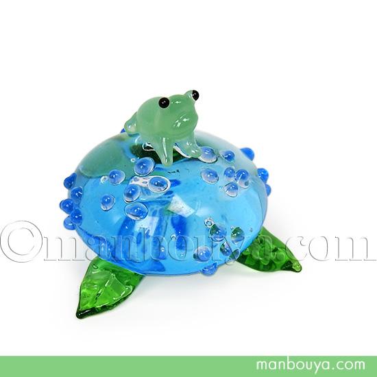 カエルグッズ ガラス細工 ミニチュア 置物 かわいい 紫陽花とかえる