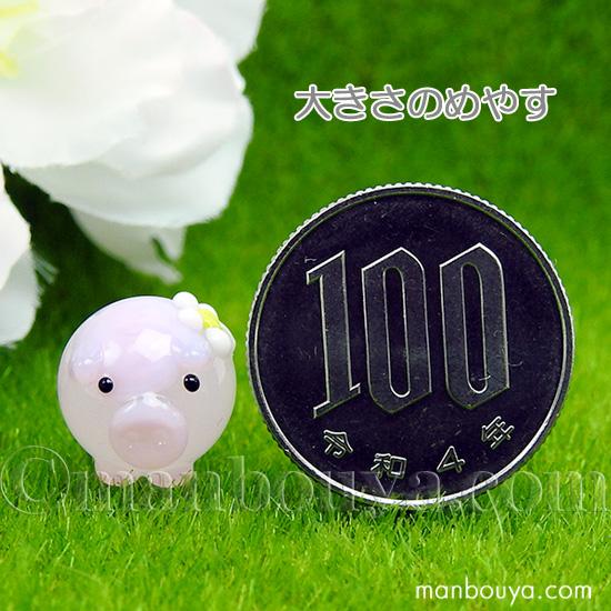 動物 ブタ ガラス細工 ミニチュア 置物 雑貨 かわいい 花ぶた