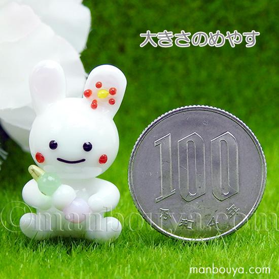 【2649】ガラス細工 うさぎ　3色だんご うさぎ 置物 ガラス細工 ミニチュア 動物 かわいい インテリア雑貨