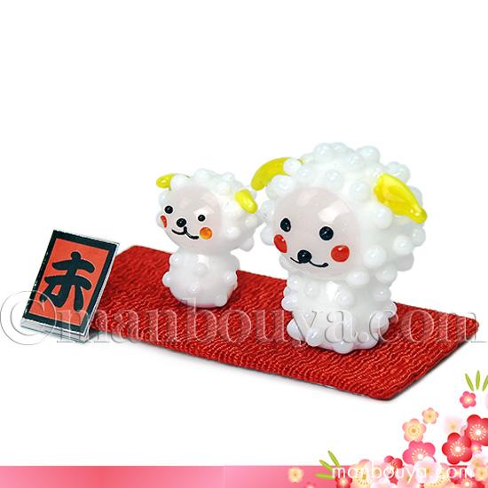 干支の置物 未 ひつじ ガラス細工 ミニチュア 雑貨 正月飾り 十二支