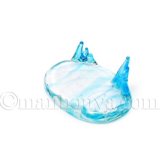 ミニチュア ガラス細工 ディスプレイ用品 小物 波台 楕円 L