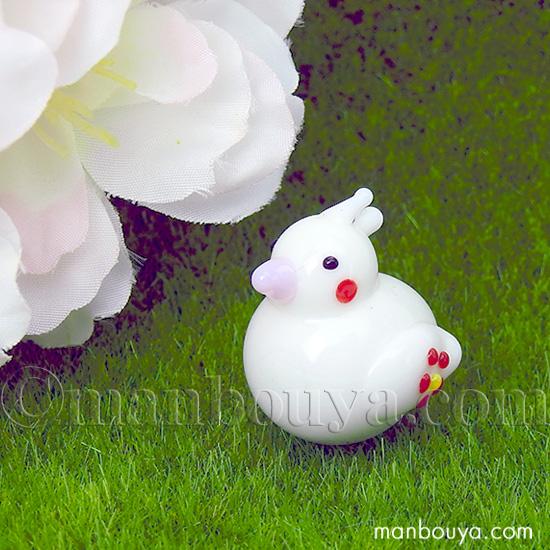 オカメインコ グッズ ガラス細工 ミニチュア 雑貨 かわいい 花