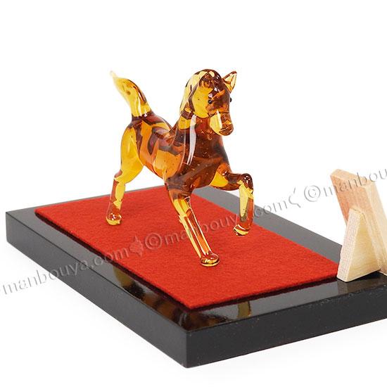 ガラス細工 馬 干支 午 置物 正月飾り 玄関 ミニサイズ 駿馬 プリーズ