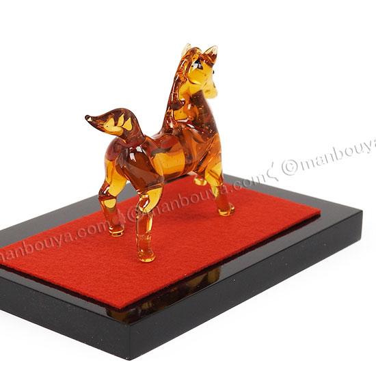 ガラス細工 馬 干支 午 置物 正月飾り 玄関 ミニサイズ 駿馬 プリーズ
