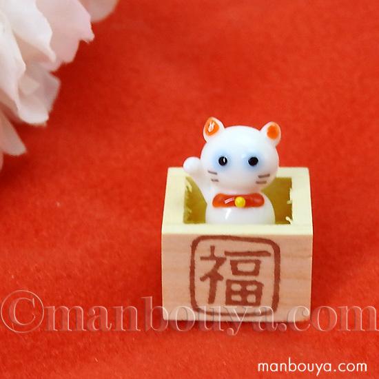 招き猫 ミニチュア ガラス細工 正月 飾り 置物 フォーカート 舛