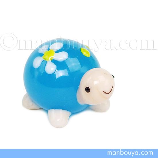 カメ 置物 ガラス細工 ミニチュア 雑貨 水族館グッズ フォーカート 花
