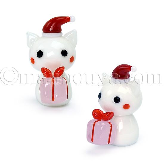 クリスマス 飾り ガラス細工 ミニチュア 雑貨 動物 プレゼントサンタ