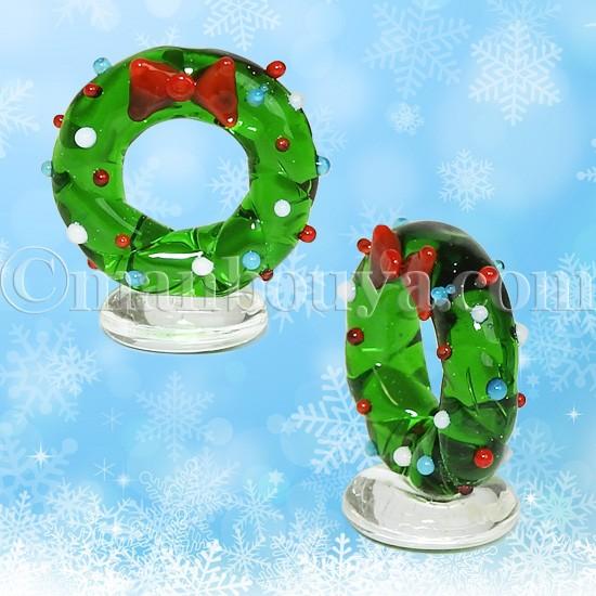 クリスマスリース ミニチュア ガラス細工 フォーカート キラキラリース