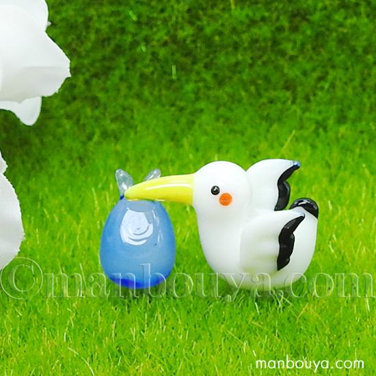 コウノドリ 1～24 鳥 雑貨 コウノトリ ガラス細工 ミニチュア 置物 フォーカート