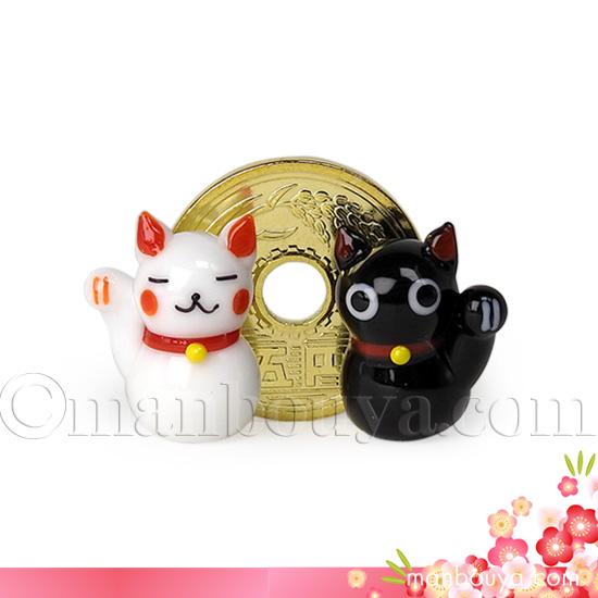 招き猫 置物 ガラス細工 ミニチュア 雑貨 縁起物 正月飾り ご縁招き猫