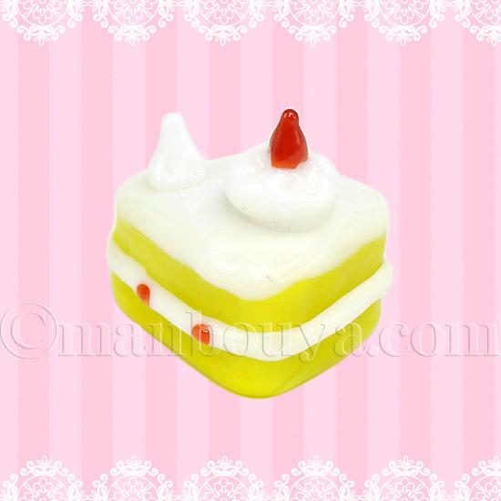 ケーキ 食品 ミニチュア ガラス細工 グラススクエア ショート