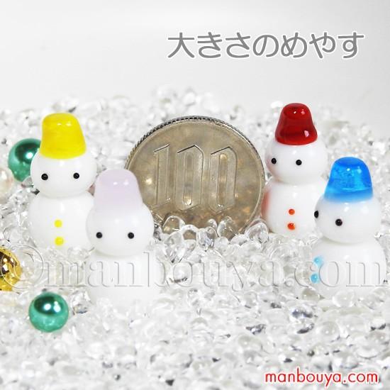 雪だるま ミニチュア ガラス細工 クリスマス 飾り グラススクエア プチ