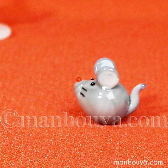 ミニチュア ガラス細工 ネズミ 干支 飾り グラススクエア プチシリーズ
