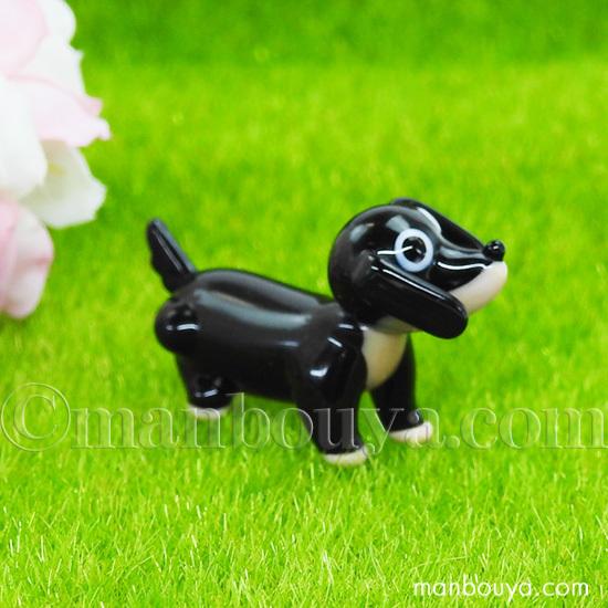 ダックスフンド 置物 ガラス細工 ミニチュア 雑貨 グラススクエア