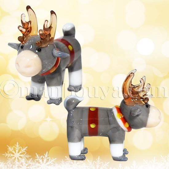 確認用ガラス細工　ミニチュア　トナカイ クリスマス トナカイ ガラス細工 ミニチュア 飾り グラス