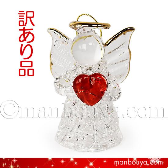 ステンドグラス 天使の置物 赤いボール付き ステンドグラス 天使の置物