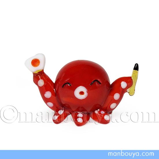 合格祈願 グッズ 受験生応援 タコ 置物 ガラス細工 ミニチュア