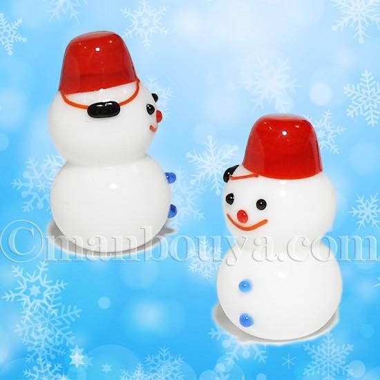 雪だるま ミニチュア ガラス細工 クリスマス 飾り グラススクエア ゆき