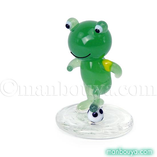 カエル 雑貨 ガラス細工 ミニチュア 置物 飾り かえるくん サッカー