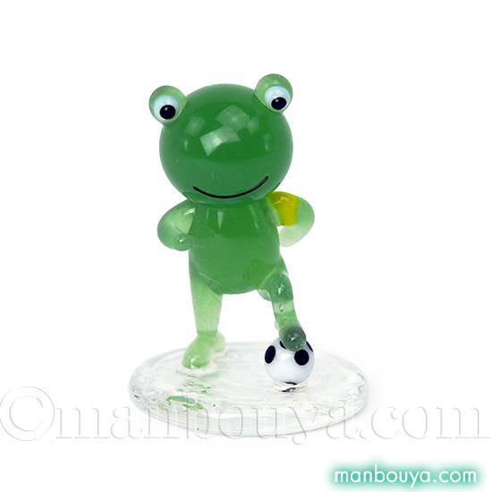 カエル 雑貨 ガラス細工 ミニチュア 置物 飾り かえるくん サッカー