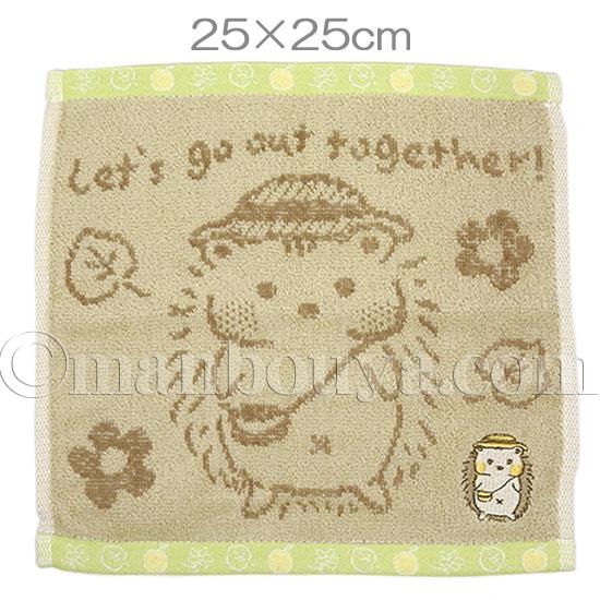 ハリネズミ グッズ 動物 ミニタオル 25×25cm キッズ 子供 シュガー