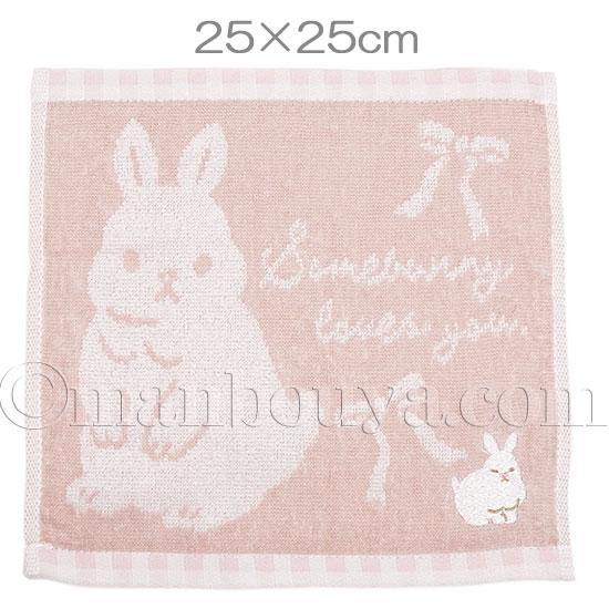 うさぎ 雑貨 ミニタオル 25×25cm ハンカチタオル シュガーフェイス