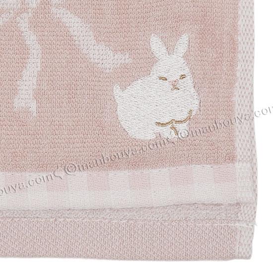 手刺繍入ちっちゃな タオルハンカチ【欲張りうさこ♡ロップイヤー】 手