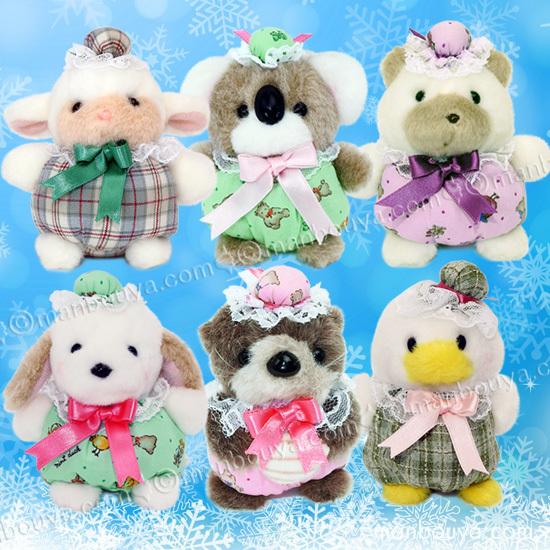 クリスマス たけのこ レトロ ぬいぐるみ セット 動物 TAKENOKO JOYFUL MATES プチぶらんでーと ボールチェーン 6種 サンタボックス｜manbouya｜02