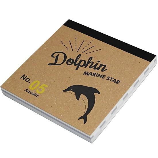 ハッピーマリン　海　イルカ　メモ帳　シール付き イルカ グッズ 雑貨 水族館 文房具 メモ帳 ワールド商事 アクアチック