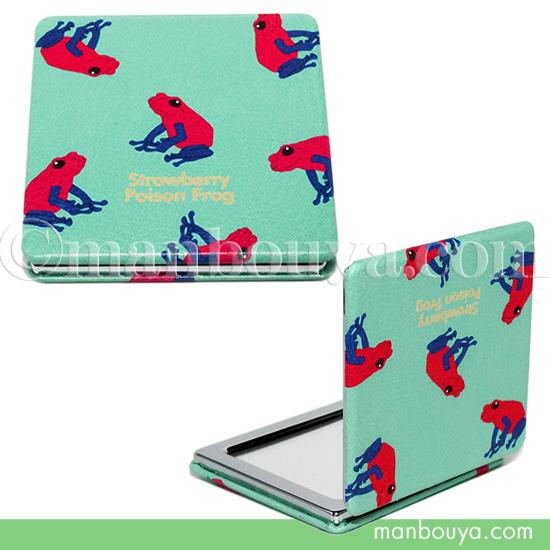 カエル グッズ コンパクトミラー 四角 拡大鏡 ワールド商事 携帯