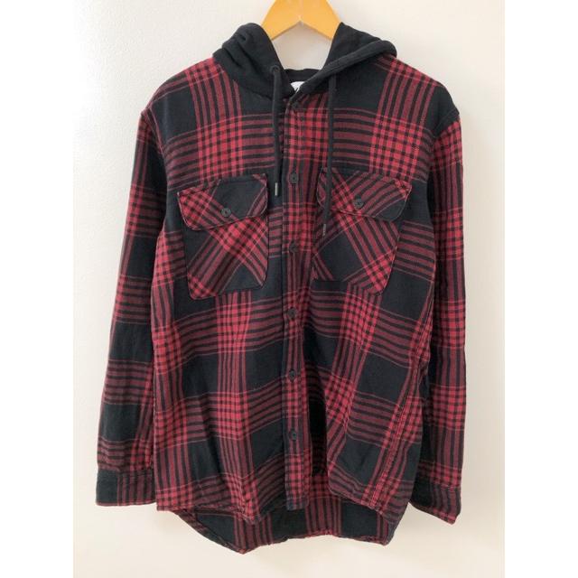 ZARA（ザラ） フード付き チェック ネルシャツ 長袖シャツ【E4800-007