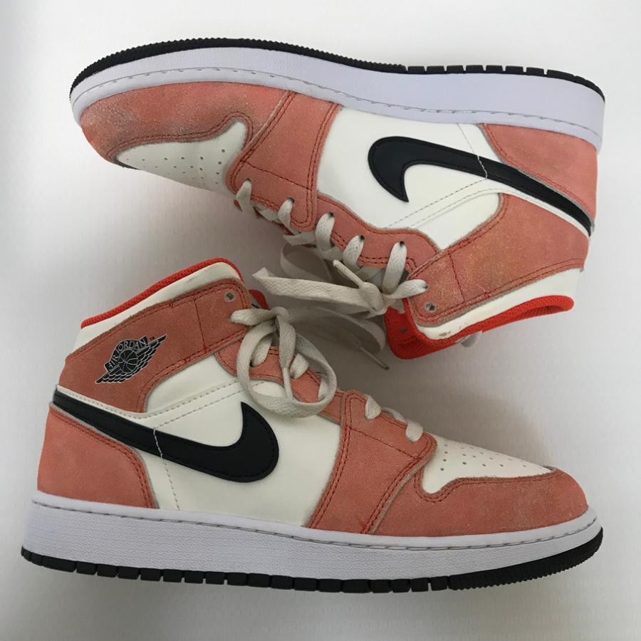 23cm オレンジ エアジョーダン1 MID SE GS キッズ レディース NIKE（ナイキ） NIKE GS AIR JORDAN 1 MID ORANGE SUEDE (ナイキ GS