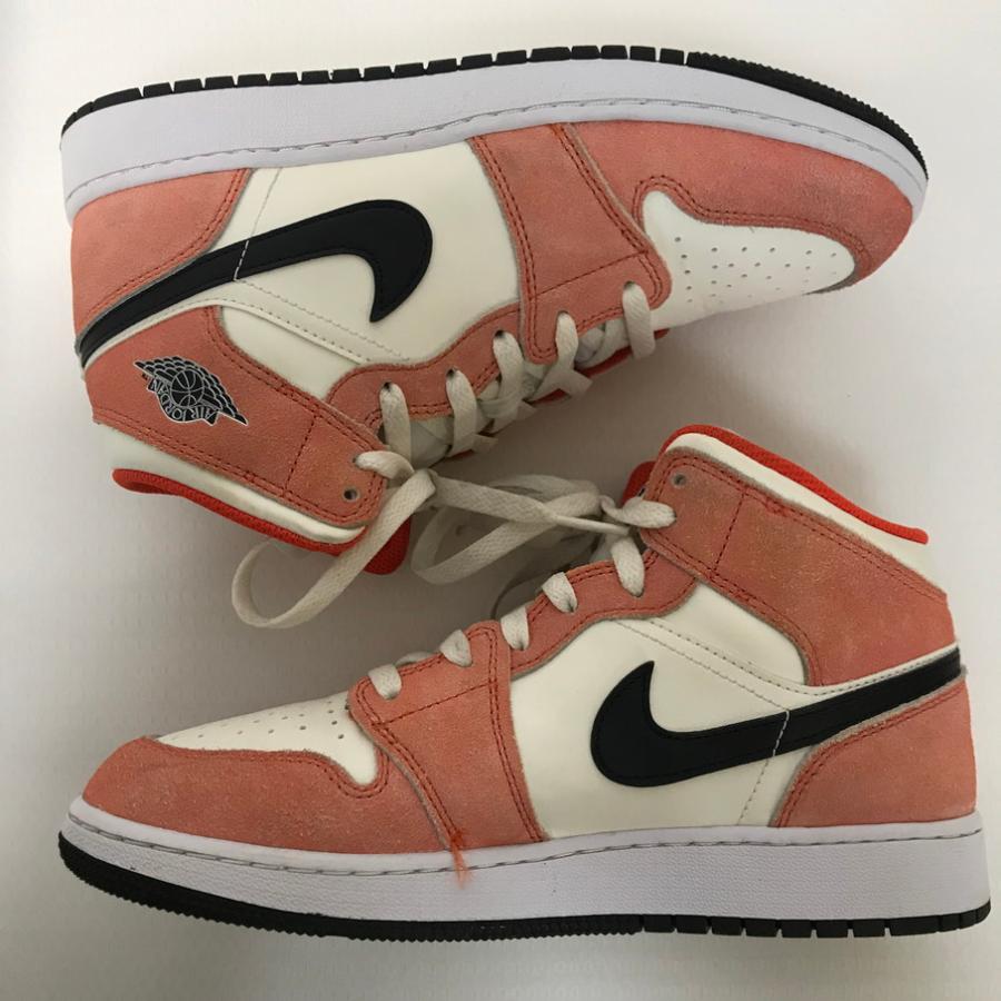 23cm オレンジ エアジョーダン1 MID SE GS キッズ レディース NIKE（ナイキ） NIKE GS AIR JORDAN 1 MID ORANGE SUEDE (ナイキ GS